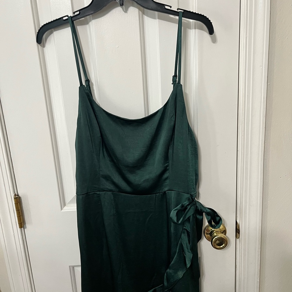Elegant Dark Green Satin Dress